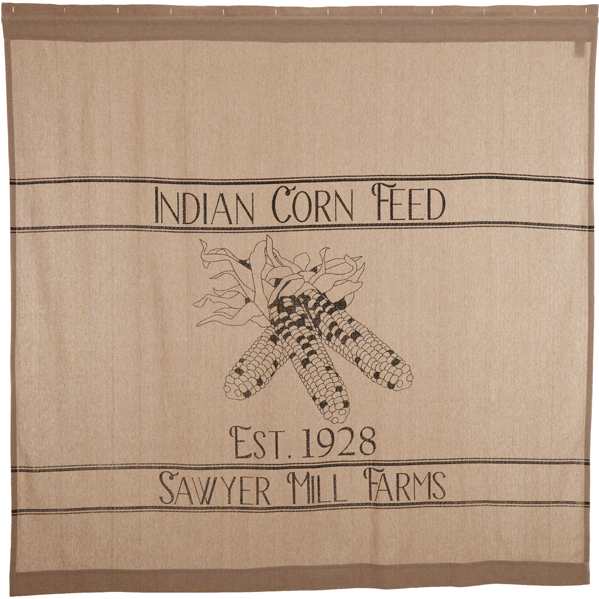 April & Olive Sawyer Mill Charcoal Corn Feed Shower Curtain 72x72 By VHC Brands