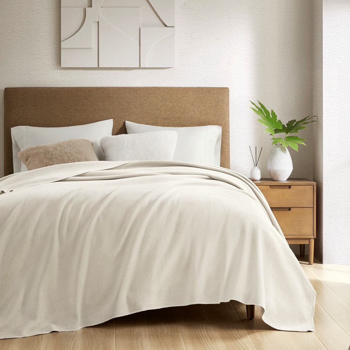 Croscill Andaz Solid Cotton Blanket - Ivory  - King Size / Cal King Size Shop Online & Save - ExpressHomeDirect.com
