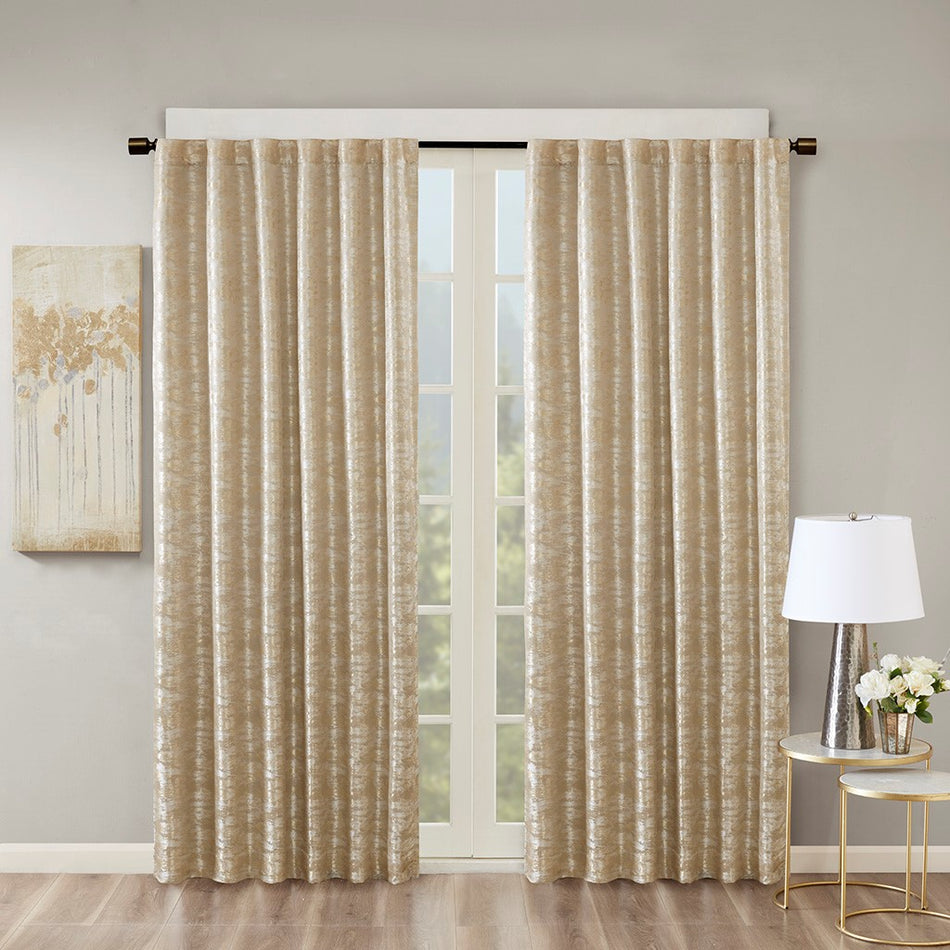 SunSmart Cassius Jacquard Lined Total Blackout Rod Pocket/Back Tab Window Panel - Gold - 95" Panel