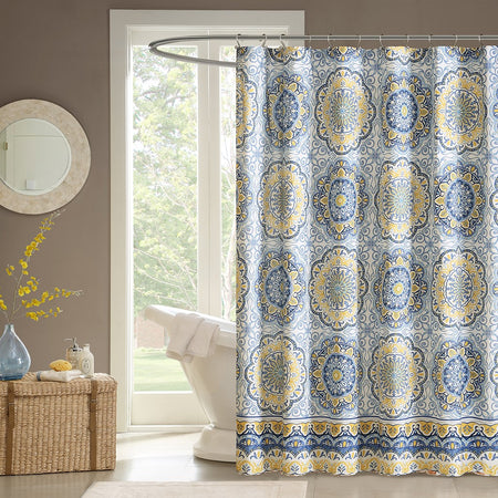 Madison Park Tangiers Shower Curtain - Blue - 72x72"