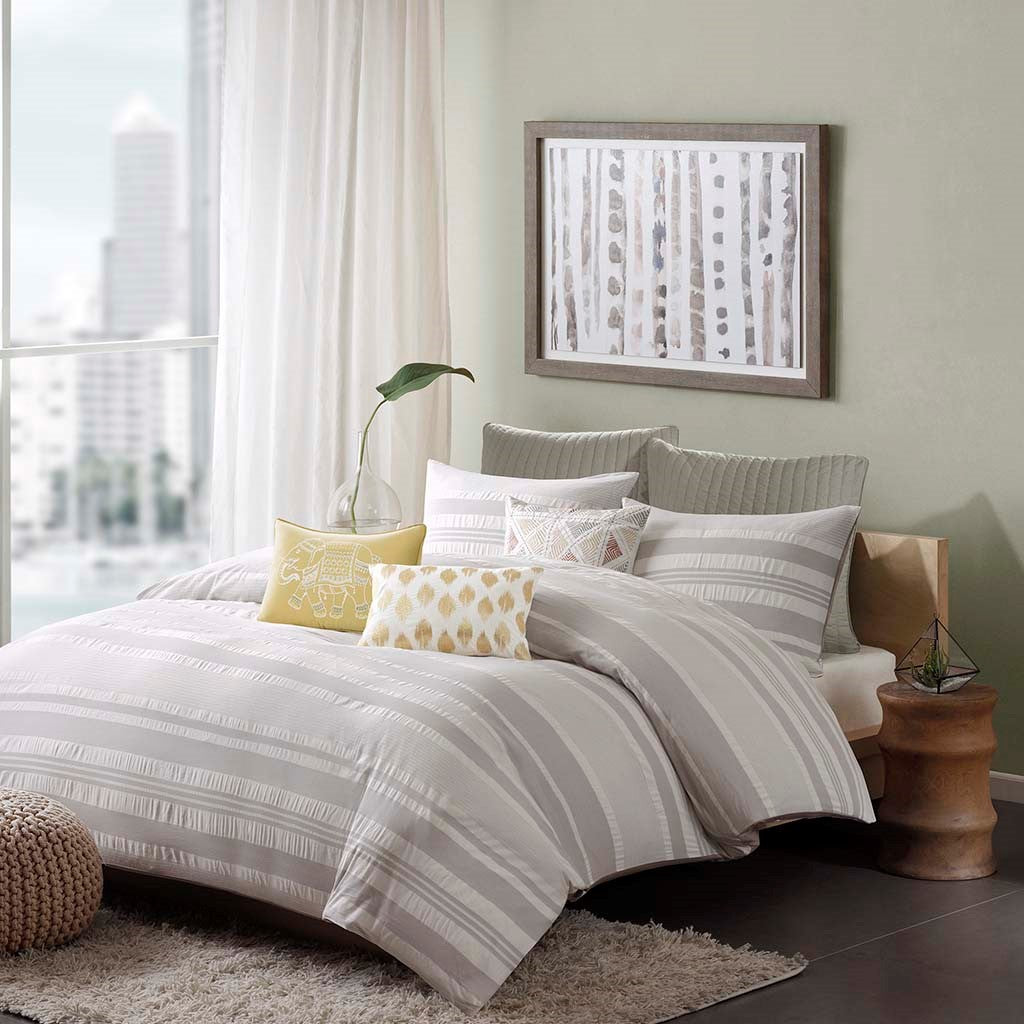 INK+IVY Lakeside Duvet Cover Mini Set - Grey  - King Size Shop Online & Save - ExpressHomeDirect.com