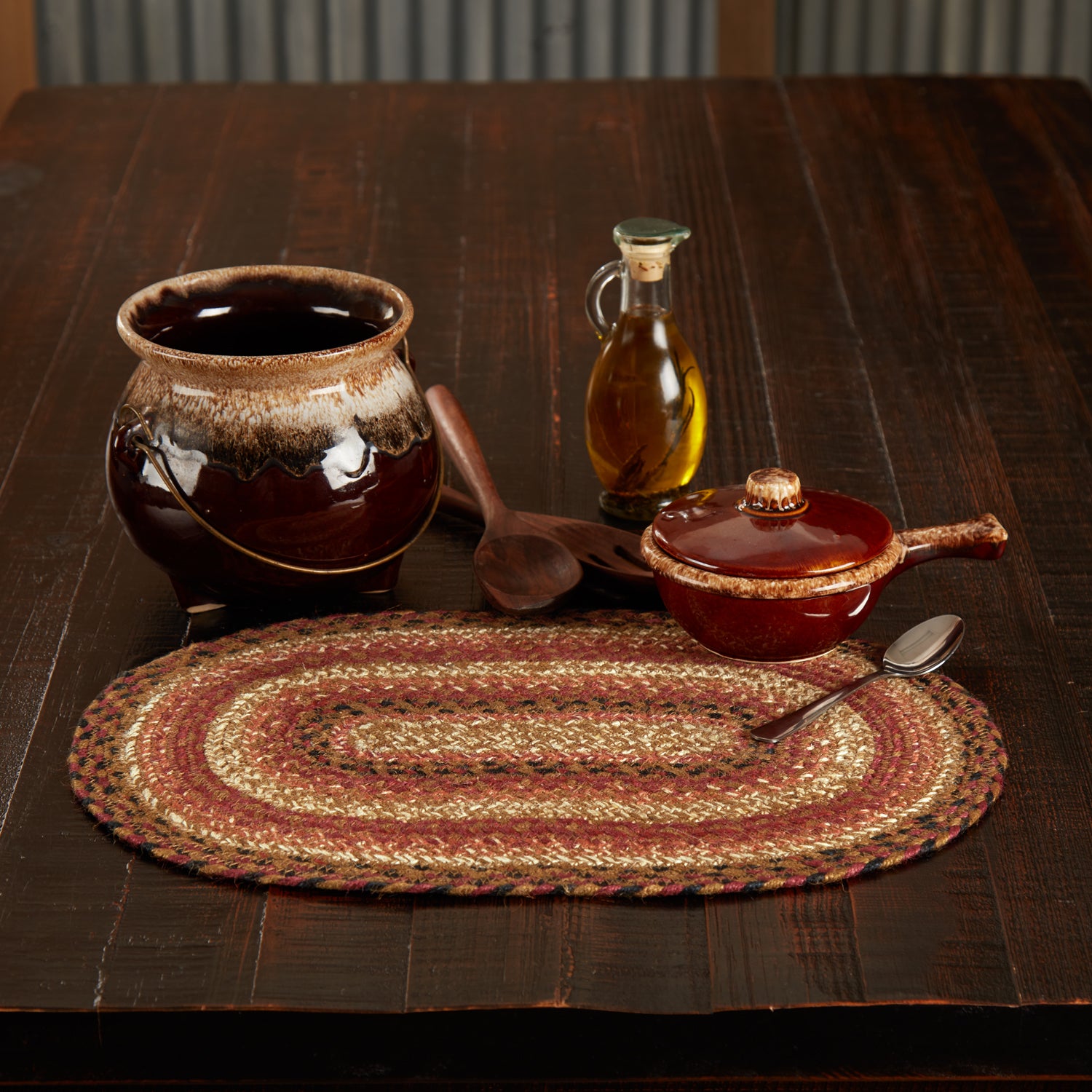 Mayflower Market Ginger Spice Jute Oval Placemat 12x18 By VHC Brands
