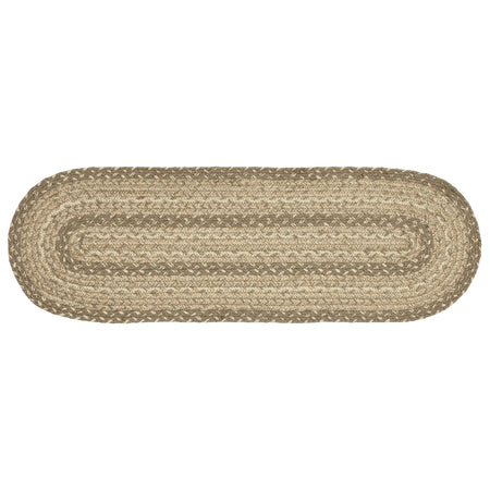 April & Olive Cobblestone Jute Stair Tread Oval Latex 8.5x27 By VHC Brands