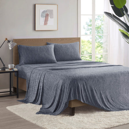 Urban Habitat Comfort Cool Jersey Knit Nylon Blend Sheet Set - Navy  - Queen Size Shop Online & Save - ExpressHomeDirect.com