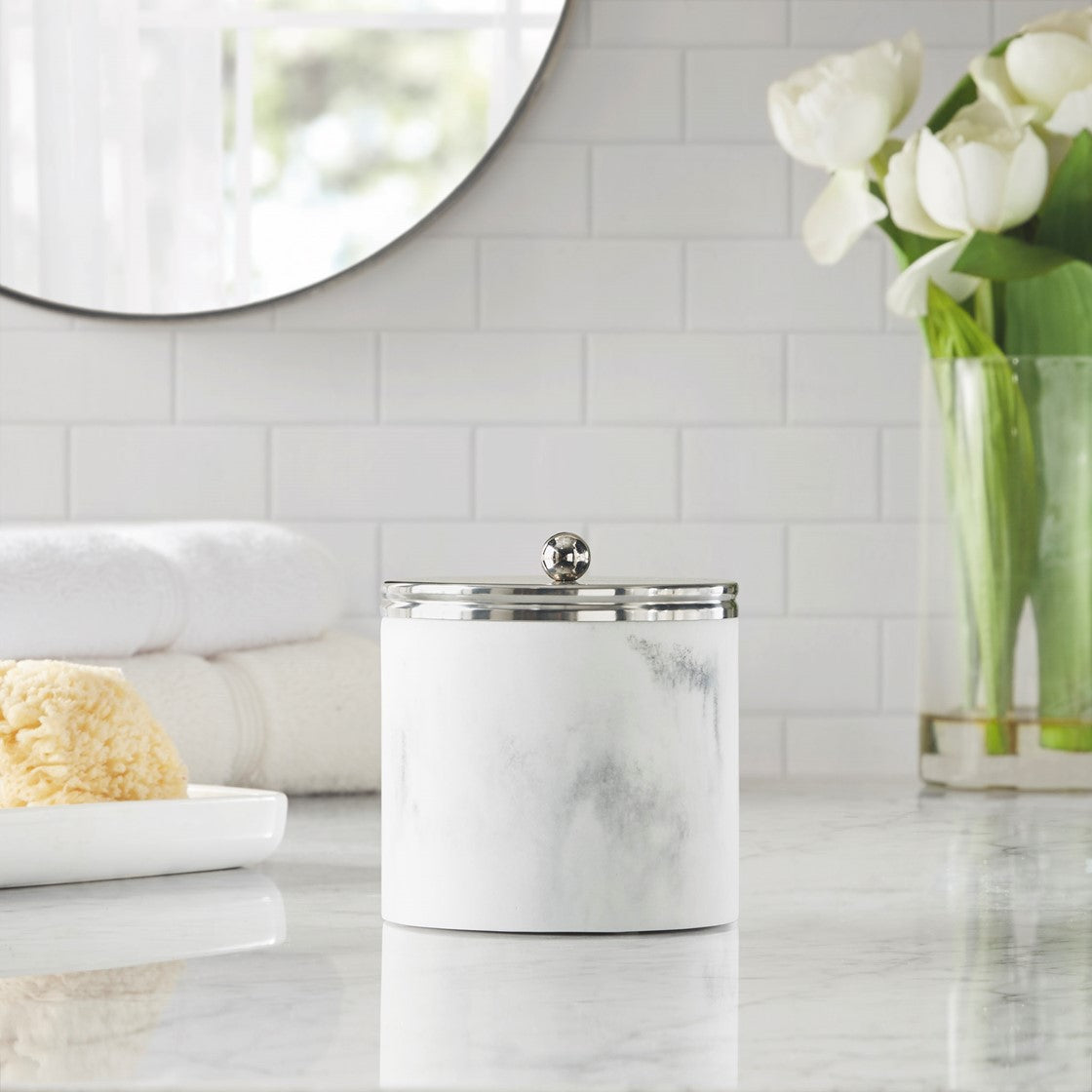 Croscill Corsica Silver Marbled Resin Jar - Silver  - One Size Shop Online & Save - ExpressHomeDirect.com