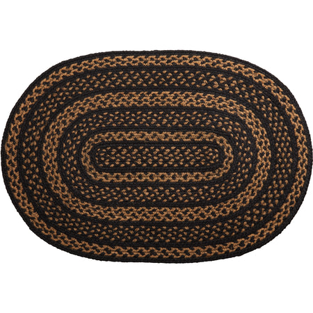 Mayflower Market Black & Tan Jute Rug Oval w/ Pad 20x30 By VHC Brands