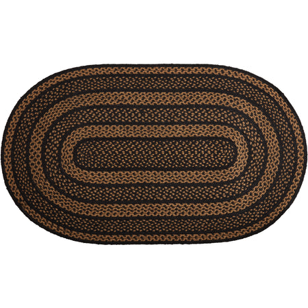 Mayflower Market Black & Tan Jute Rug Oval w/ Pad 27x48 By VHC Brands