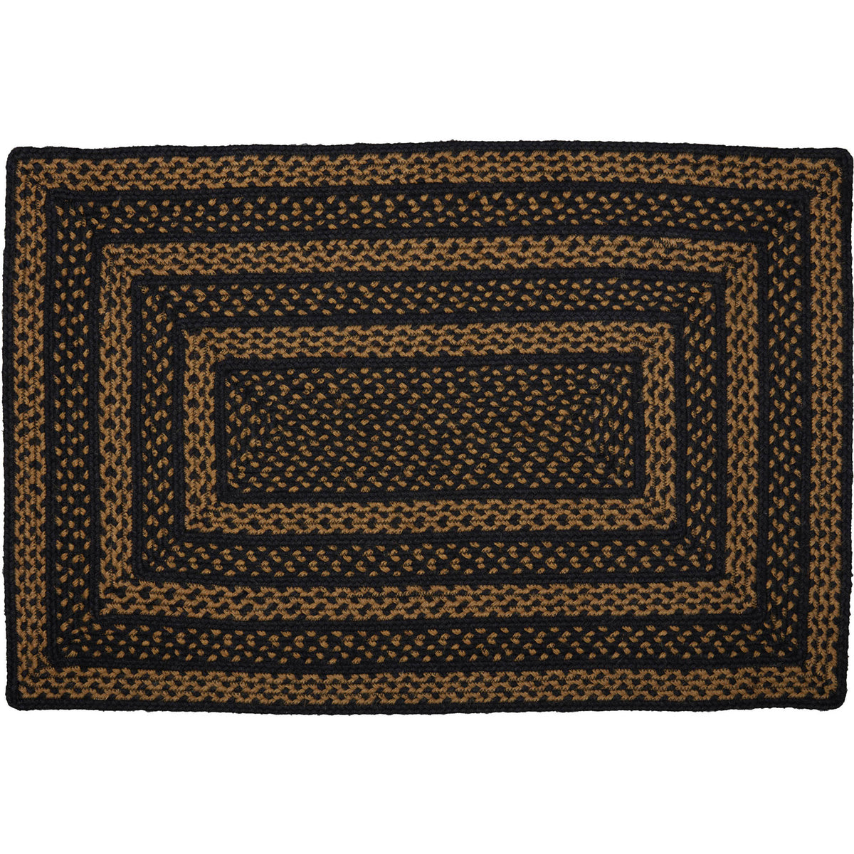 Mayflower Market Black & Tan Jute Rug Rect w/ Pad 24x36 By VHC Brands