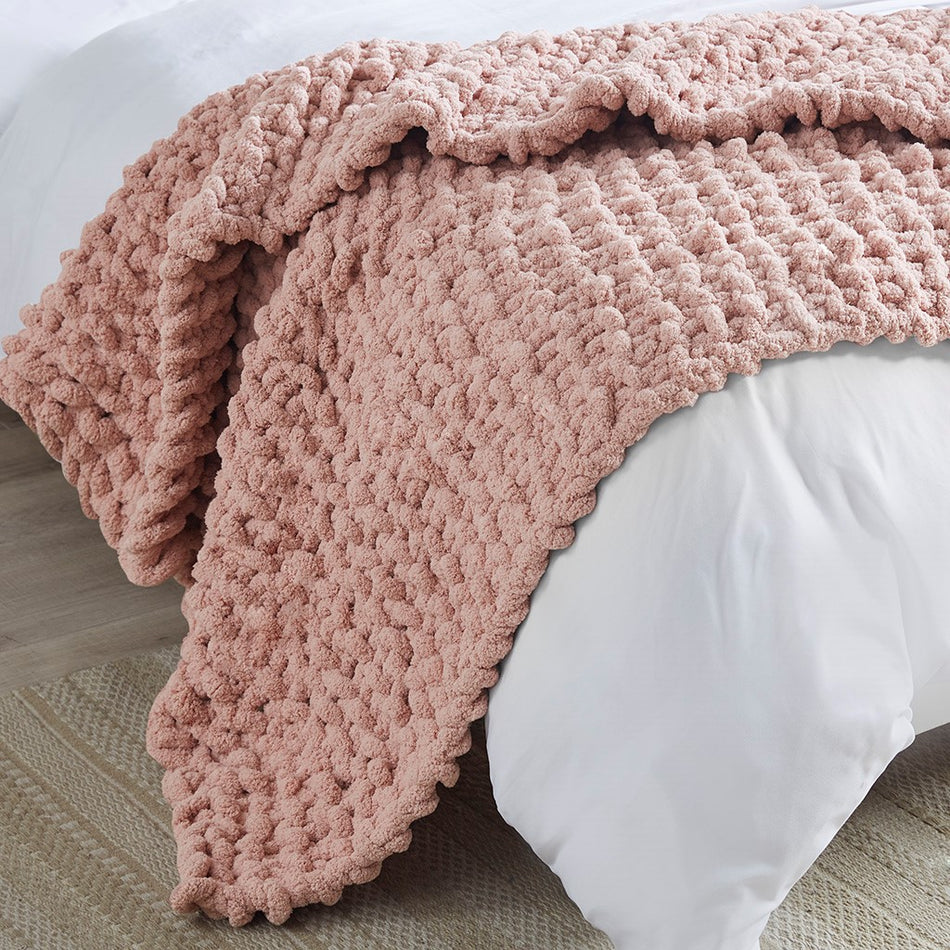 Chenille Chunky Knit Throw - Blush - 50x60"