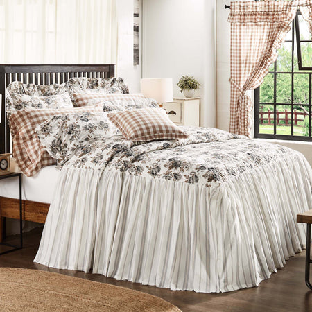 April & Olive Annie Portabella Floral Ruffled California King Coverlet 84x72+27 By VHC Brands