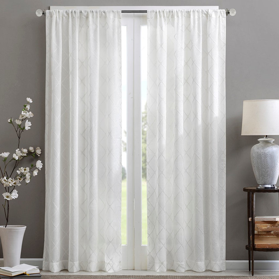 Irina Diamond Sheer Window Curtain - White - 50x84"