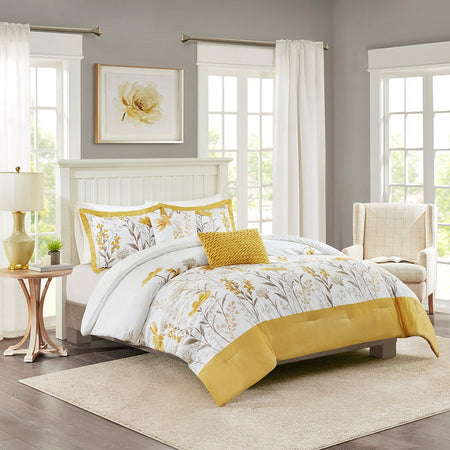 Harbor House Meadow 5 Piece Cotton Comforter Set - Yellow - Full Size / Queen Size
