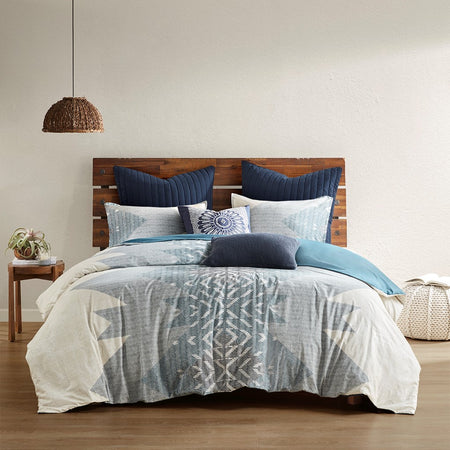 INK+IVY Nova 3 Piece Duvet Cover Mini Set - Blue  - Full Size / Queen Size Shop Online & Save - ExpressHomeDirect.com
