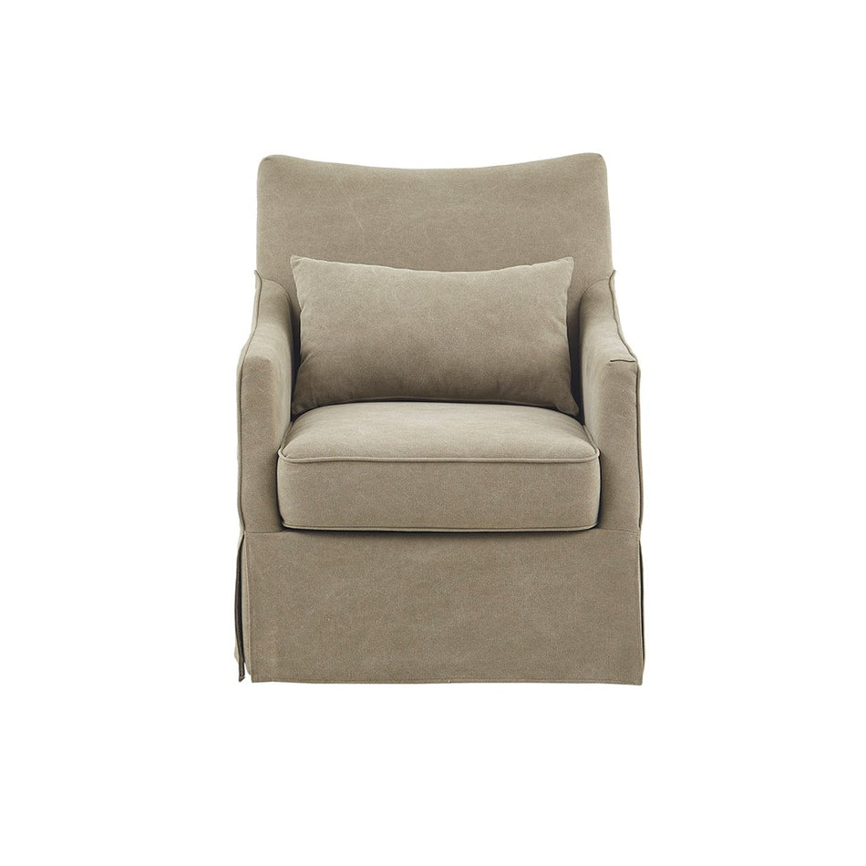 London Skirted Swivel Chair - Tan