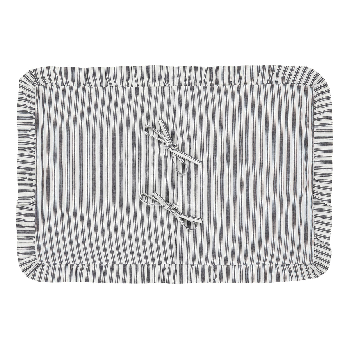 April & Olive Sawyer Mill Black Ruffled Ticking Stripe Pillow Cover 14x22 By VHC Brands
