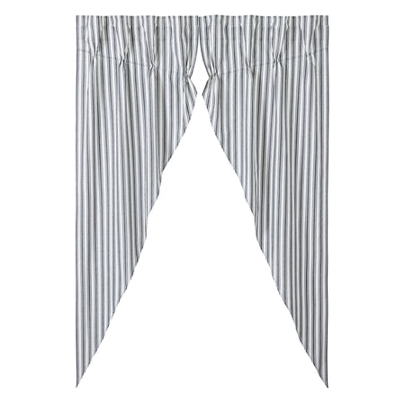April & Olive Sawyer Mill Black Ticking Stripe Prairie Long Panel Set of 2 84x36x18 By VHC Brands