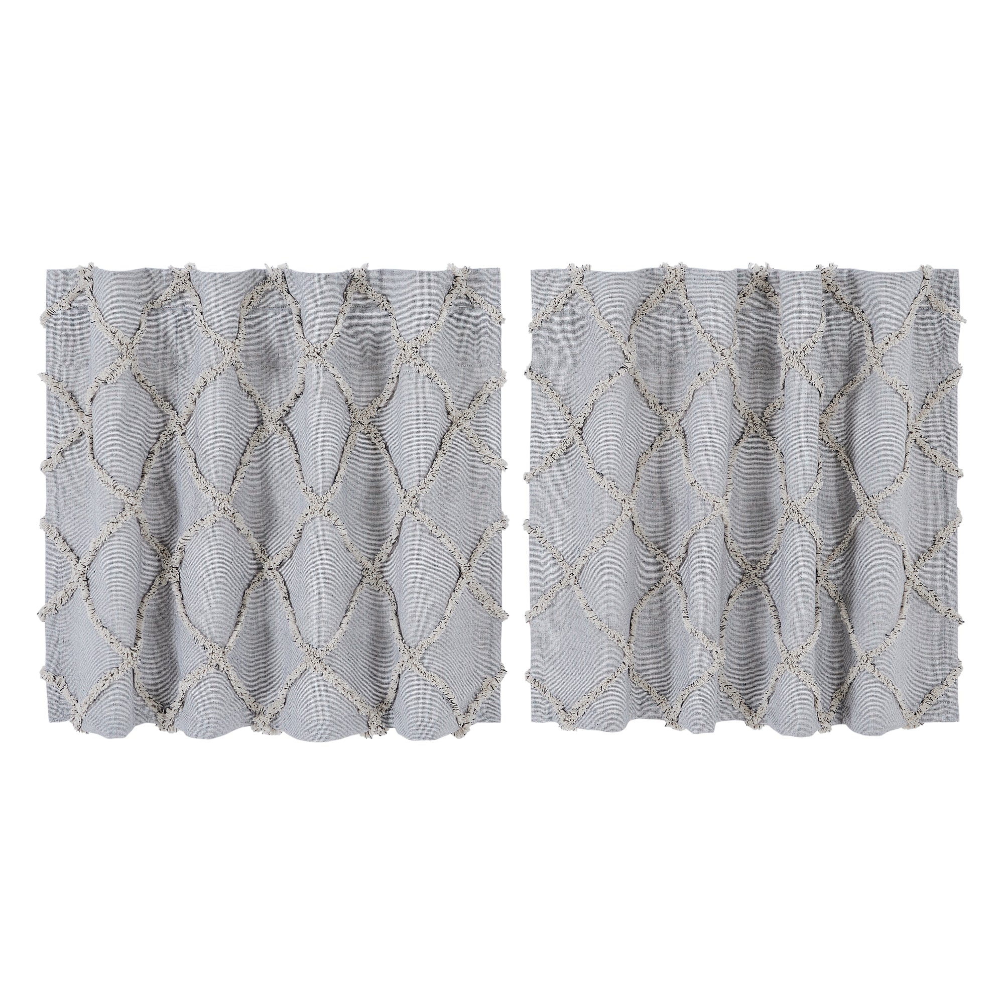 April & Olive Frayed Lattice Creme & Black Tier Set of 2 L24xW36 By VHC Brands