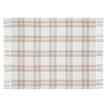 April & Olive Wheat Plaid Woven Throw 60x50 By VHC Brands