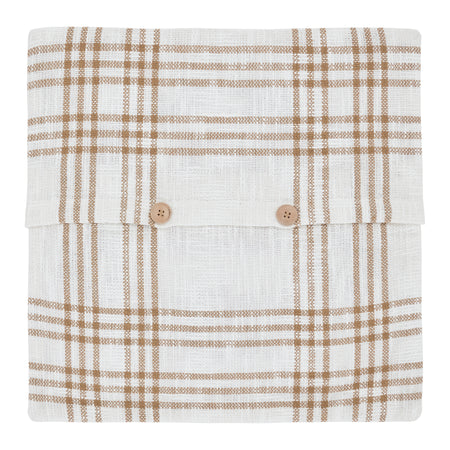 April & Olive Wheat Plaid Fabric Pillow Cover 18x18 By VHC Brands