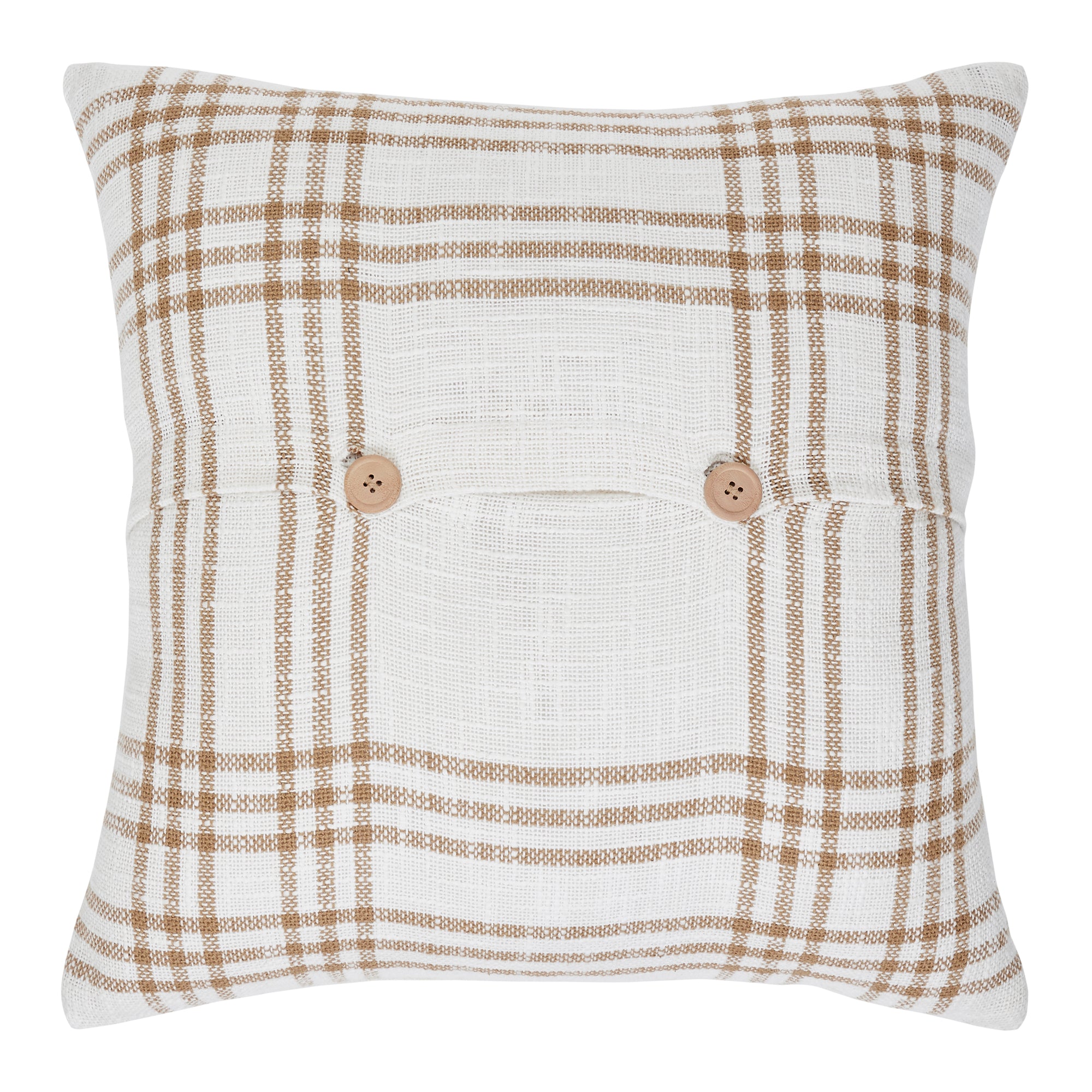 April & Olive Wheat Plaid Pumpkin Pillow 18x18 By VHC Brands