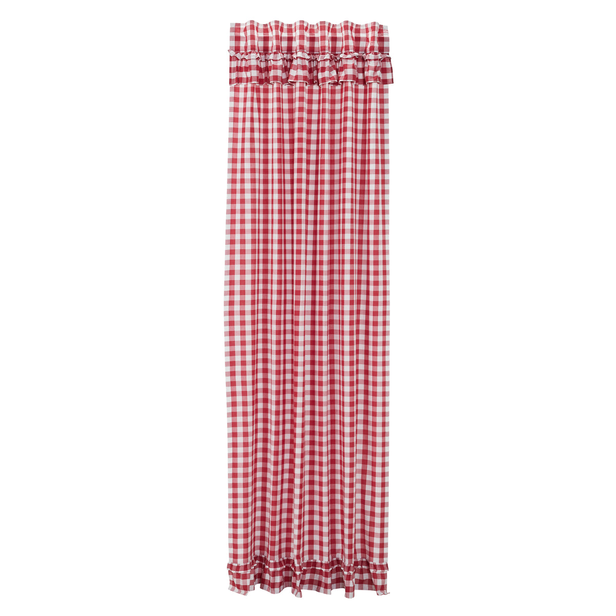 April & Olive Annie Buffalo Red Check Ruffled Panel 96x50 By VHC Brands
