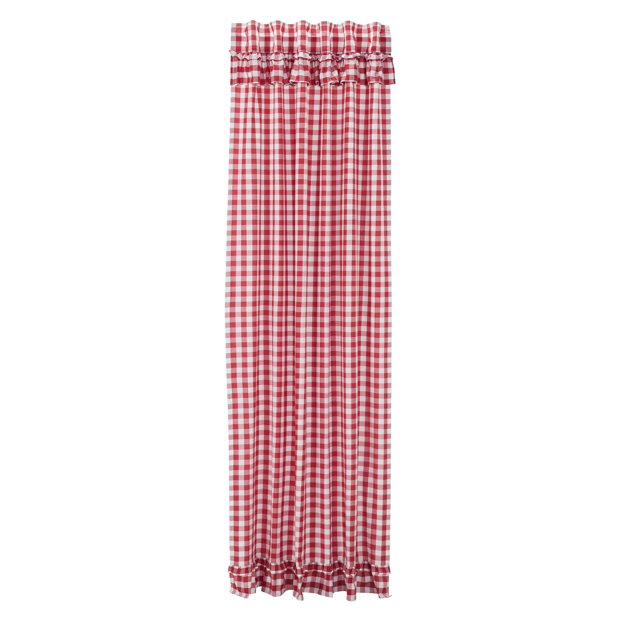 April & Olive Annie Buffalo Red Check Ruffled Panel 96x50 By VHC Brands