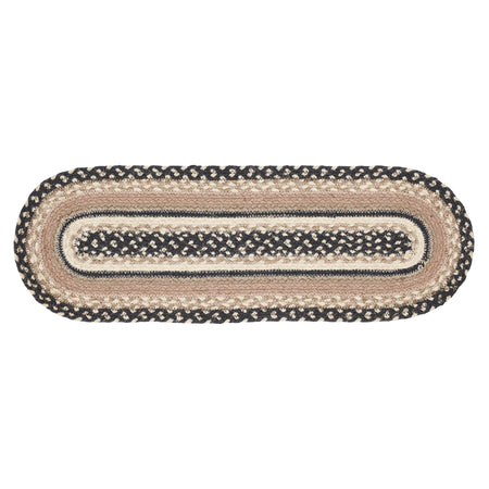April & Olive Sawyer Mill Charcoal Creme Jute Oval Runner 8x24 By VHC Brands