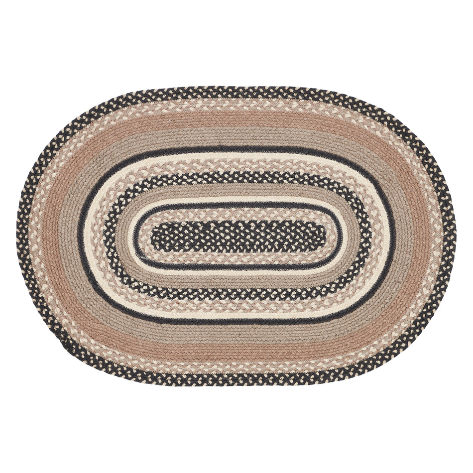 April & Olive Sawyer Mill Charcoal Creme Jute Rug Oval w/ Pad 24x36 By VHC Brands