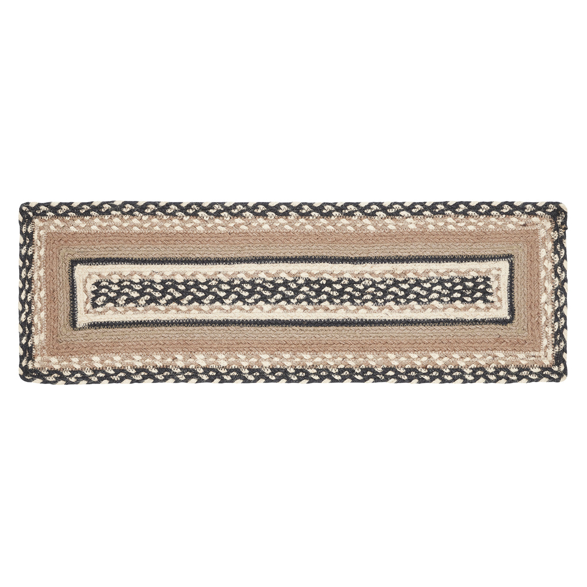 April & Olive Sawyer Mill Charcoal Creme Jute Stair Tread Rect Latex 8.5x27 By VHC Brands