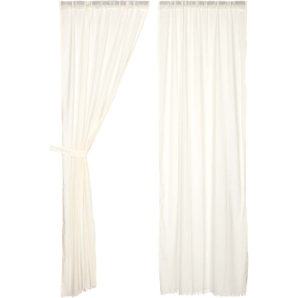 April & Olive Tobacco Cloth Antique White Panel Fringed Set of 2 84x40 By VHC Brands