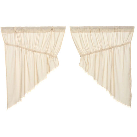 April & Olive Tobacco Cloth Natural Prairie Swag Fringed Set of 2 36x36x18 By VHC Brands