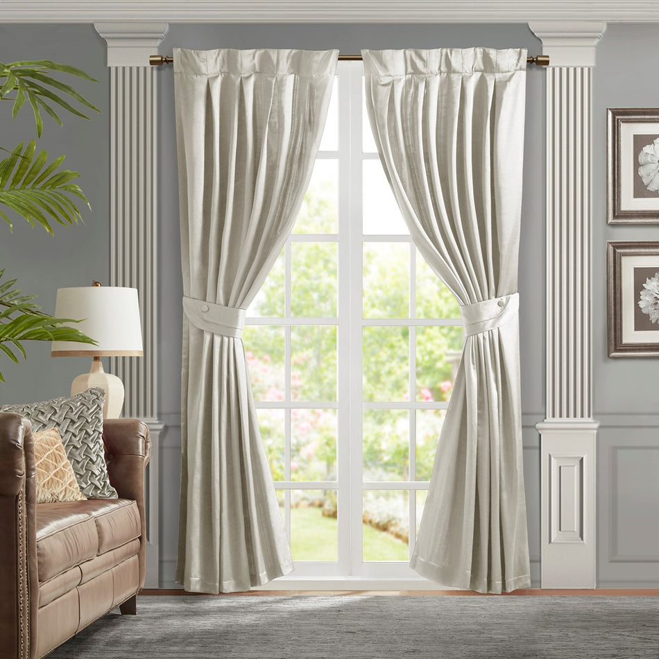 Croscill Classics Avignon Pleat Curtain Panel with Tieback (Single) - White  - 52x84" Shop Online & Save - ExpressHomeDirect.com