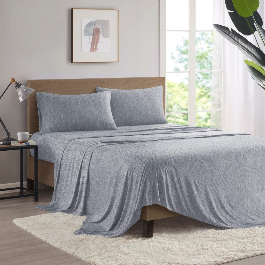 Urban Habitat Comfort Cool Jersey Knit Nylon Blend Sheet Set - Grey  - Queen Size Shop Online & Save - ExpressHomeDirect.com
