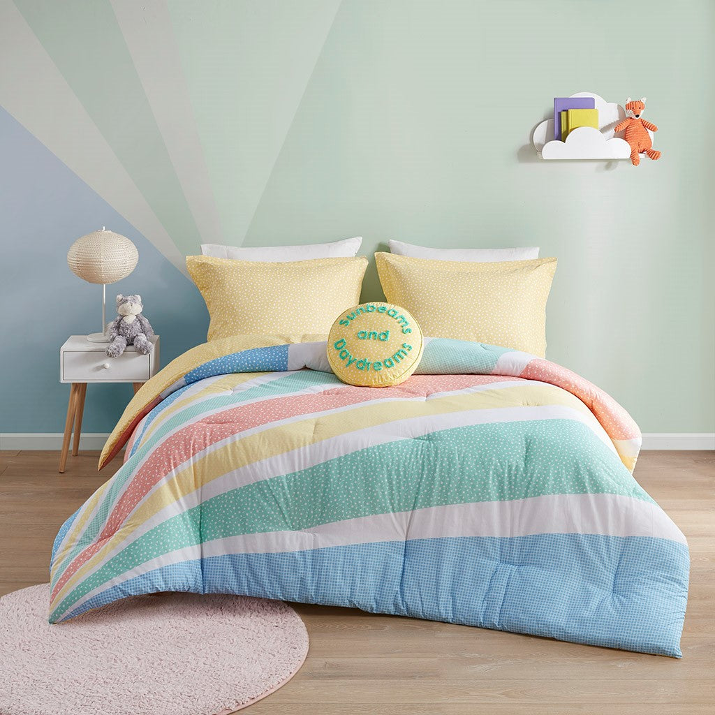 Urban Habitat Kids Rory Rainbow Sunburst Reversible Cotton Comforter Set - Yellow  - Full Size / Queen Size Shop Online & Save - ExpressHomeDirect.com