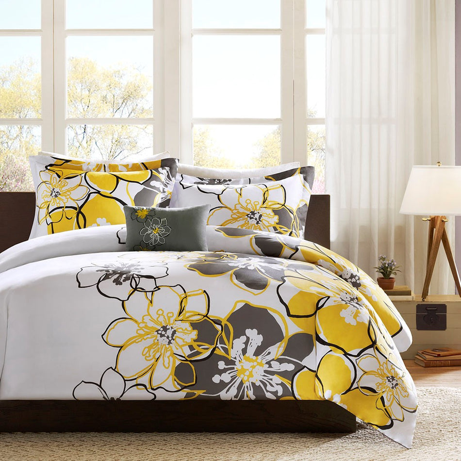 Allison Duvet Cover Set - Yellow - Twin XL Size