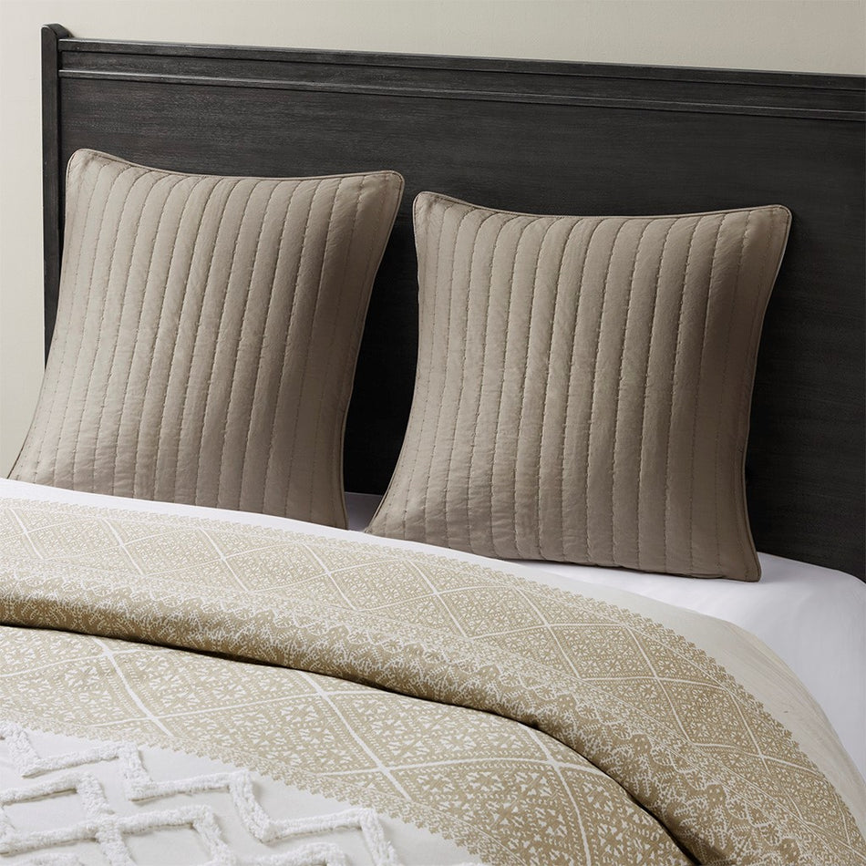 Camila Cotton Quilted Euro Sham - Taupe - Euro Sham - 26x26