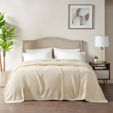 INK+IVY Bree Knit Knit Blanket - Ivory  - King Size Shop Online & Save - ExpressHomeDirect.com