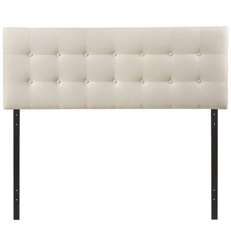 Queen size Modern Ivory Fabric Upholstered Button Tufted Headboard