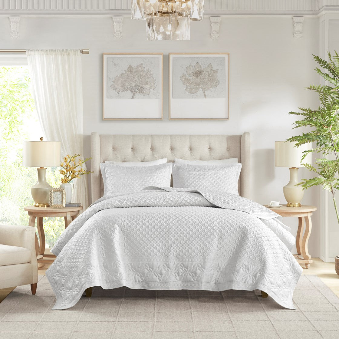 Croscill Classics Versailles 3 Piece Grey Quilt Set - Grey  - King Size Shop Online & Save - ExpressHomeDirect.com