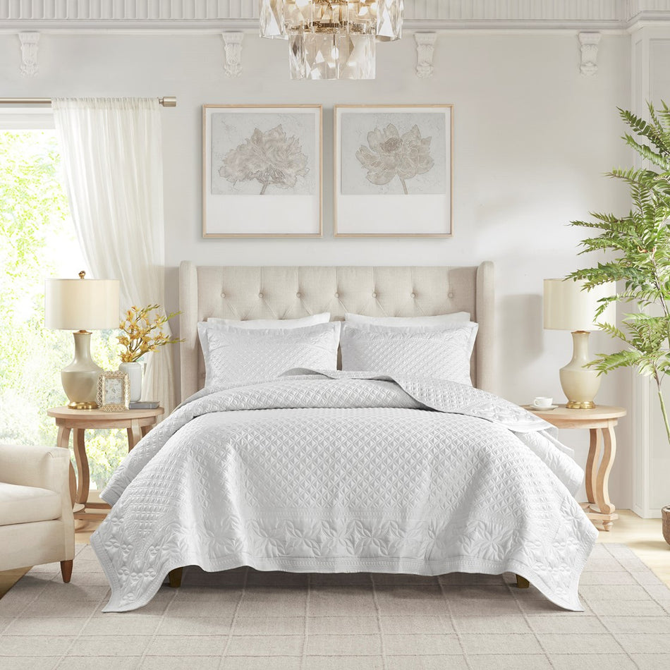 Croscill Classics Versailles 3 Piece Grey Quilt Set - Grey  - King Size Shop Online & Save - ExpressHomeDirect.com