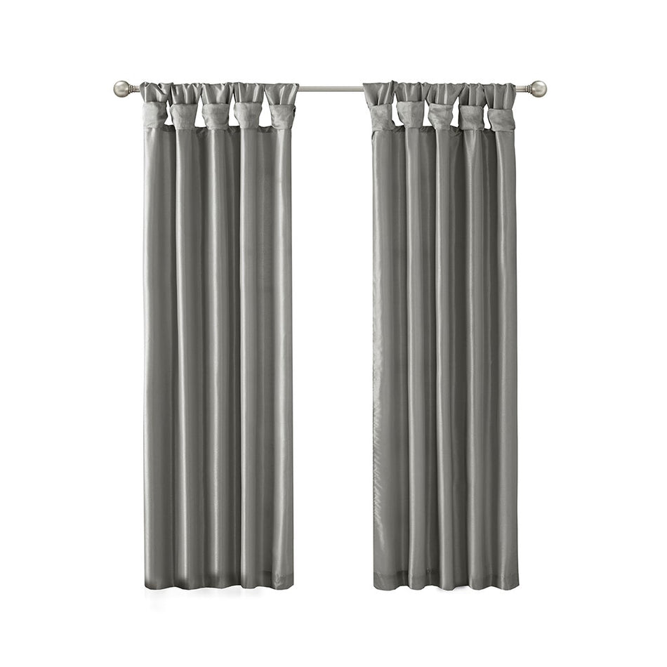 Emilia Twist Tab Lined Window Curtain - Charcoal - 50x84"