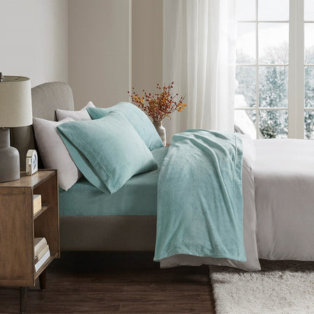 True North by Sleep Philosophy Soloft Plush Sheet Set - Aqua - King Size