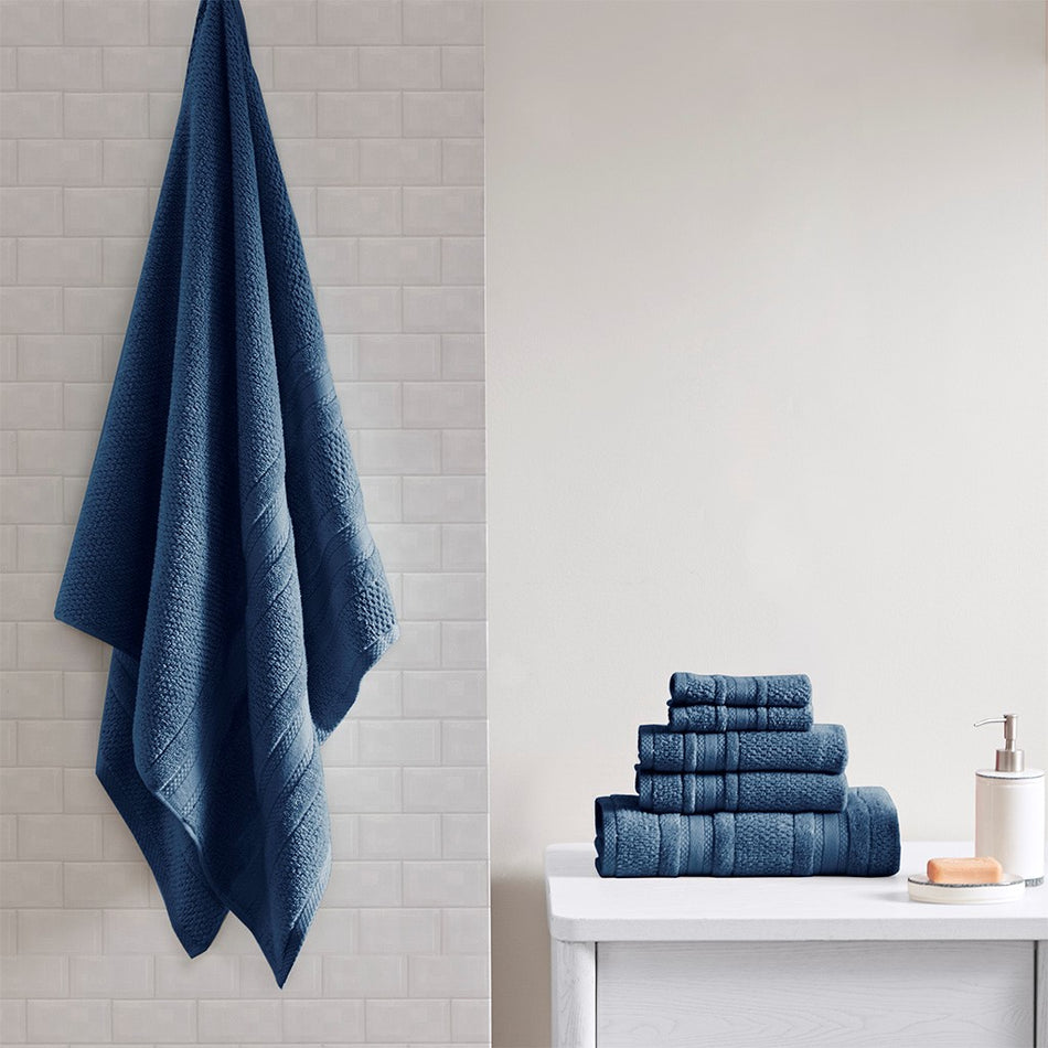 Adrien Super Soft Cotton Quick Dry Bath Towel 6 Piece Set - Blue