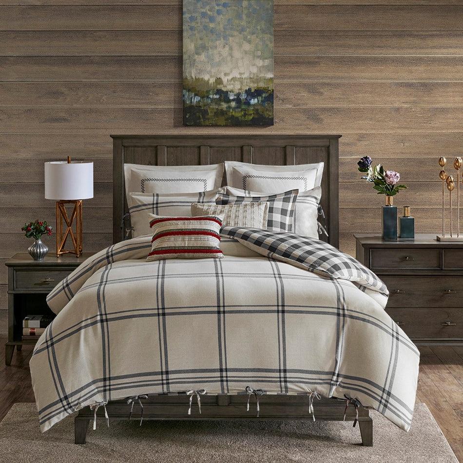 Willow Oak Willow Oak Reversible Cotton Comforter Set - Grey - Queen Size