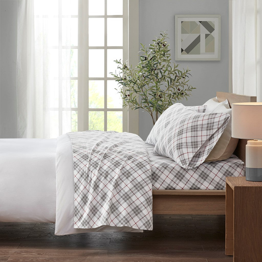 True North by Sleep Philosophy Cozy Cotton Flannel Printed Sheet Set - Red Plaid  - Twin XL Size Shop Online & Save - ExpressHomeDirect.com