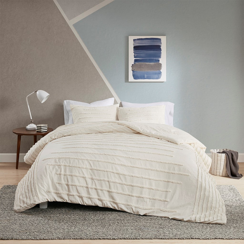 Urban Habitat Mercer 3 Piece Cotton Chenille Comforter Set - Ivory  - King Size / Cal King Size Shop Online & Save - ExpressHomeDirect.com