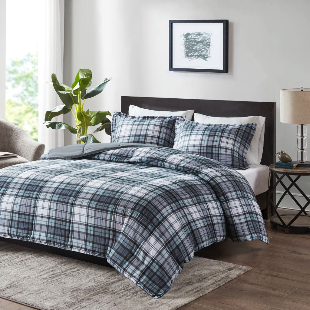 Madison Park Essentials Parkston 3M Scotchgard Down Alternative All Season Comforter Set - Grey - King Size / Cal King Size