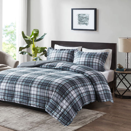 Madison Park Essentials Parkston 3M Scotchgard Down Alternative All Season Comforter Set - Grey - King Size / Cal King Size