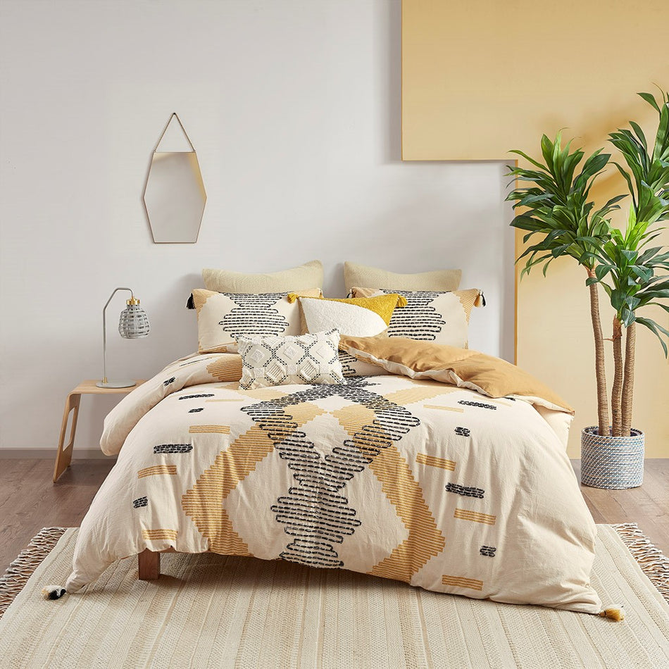 INK+IVY Arizona 3 Piece Cotton Duvet Cover Set - Yellow  - King Size / Cal King Size Shop Online & Save - ExpressHomeDirect.com