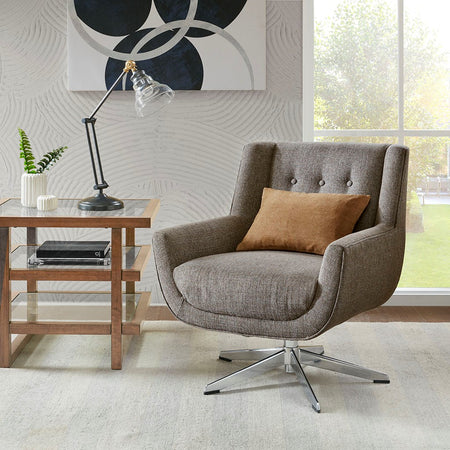 INK+IVY Nina Swivel Lounge Chair, Star Based Swivel - Brown Multi 